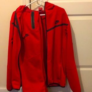 Full red Nike tech sweat suit